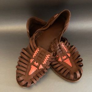 Brown and Bright Peach Sandals